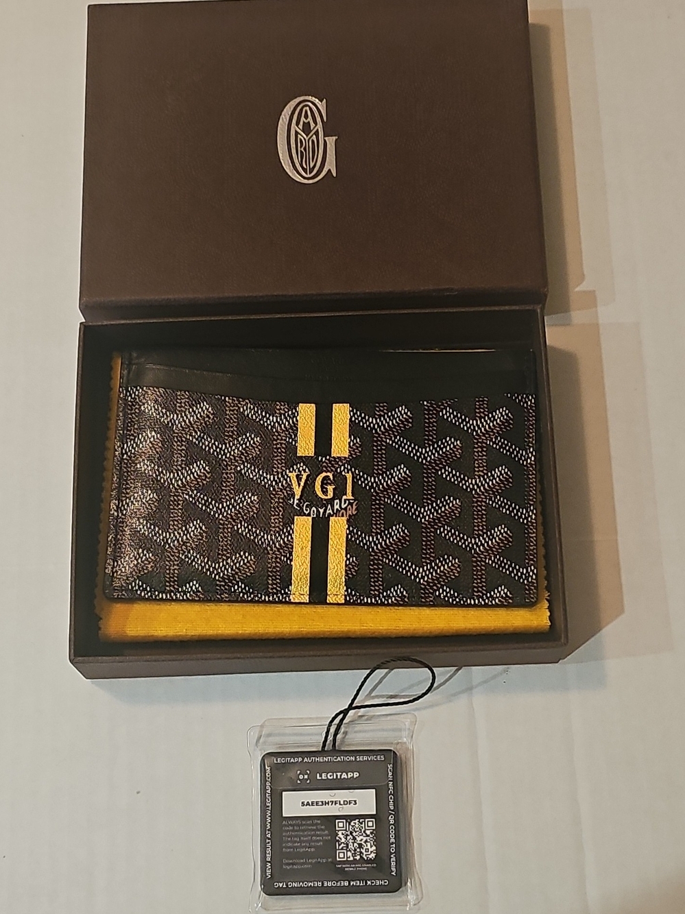 Goyard Unisex’s Card Wallet/Card Holder, Credit Card, Geometric Brown/Yellow